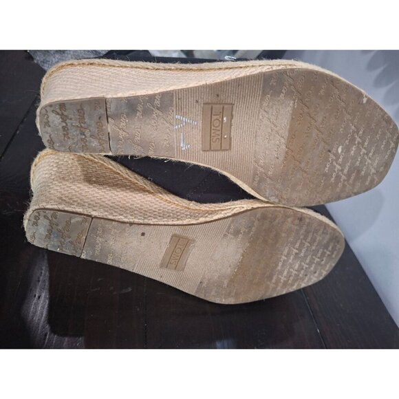 EUC Toms Calypso Black Peep Toe Espadrille Hemp Wedge/Sz. 9 - Picture 9 of 9